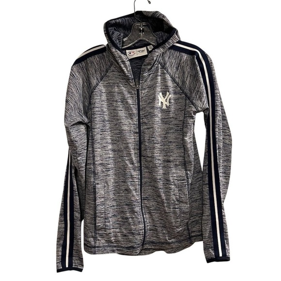 NY Yankees Genuine Merchandise 4her Women's Full Zip Hooded Jacket Blue Size M - Picture 1 of 14